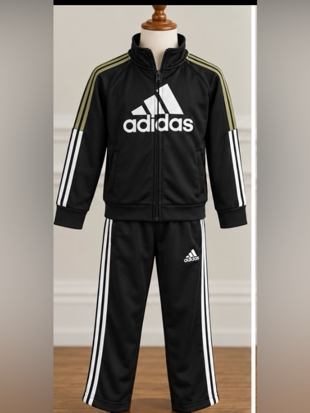 adidas Kids' Tricot Track Jacket & Pants Set Kids Black & White Striped Track -